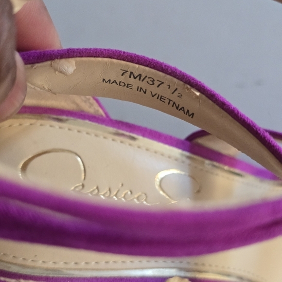 Jessica Simpson High Heels Women Sz 7M Purple Rayomi Zipper Logo 4inches… - Picture 6 of 13